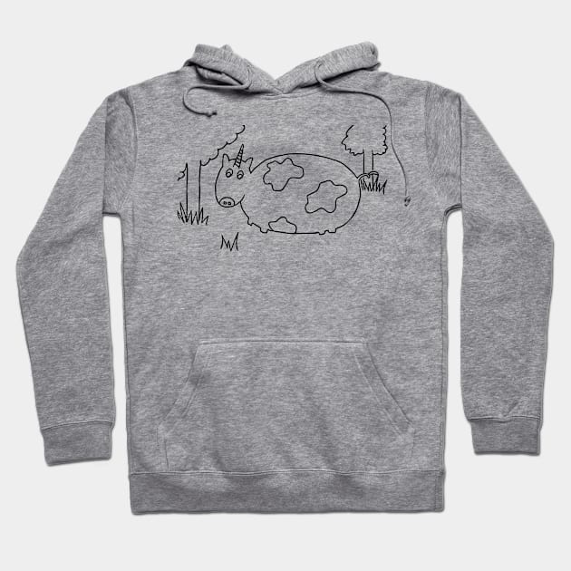 Cowicorn Unicorn Cow Grazing in the Yard Hoodie by A Magical Mess